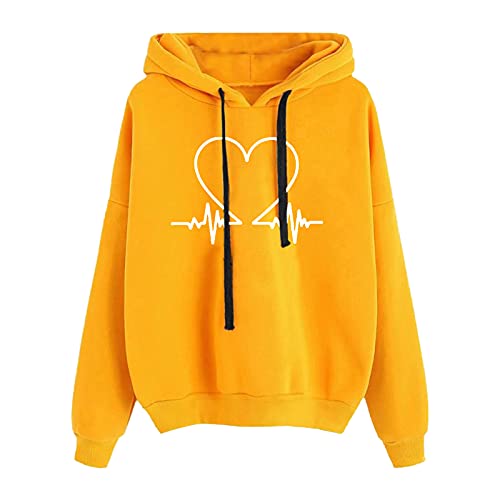 Sweater Damen Tops Teenager Mädchen Kapuzenjacke Damen Kleidung Hoodies Damen Weihnachten Herbst Pullunder Damen Sweatjacke Dark Academia Clothes(Yellow #3,S)