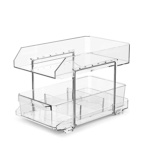 Polegas Schrank Organizer Küche Küchenschrank Kühlschrank Unterschrank Organizer,Multifunktionale Acryl mit Schiebeschublade Küchenregal,Unter Waschbecken Organizer Kosmetik, Gewürzregal Ausziehbar