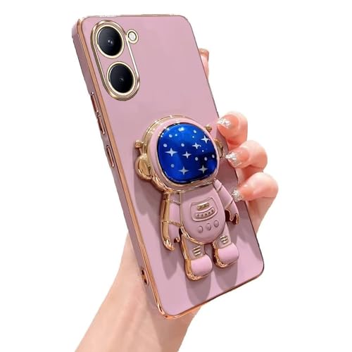 Miagon Blau Galaxie Astronaut Ständer Hülle für Realme 10 4G,Cute Mädchen Dünn Galvanisierte Schutzhülle Weiches Case Bumper mit Astronaut Halter Kickständer