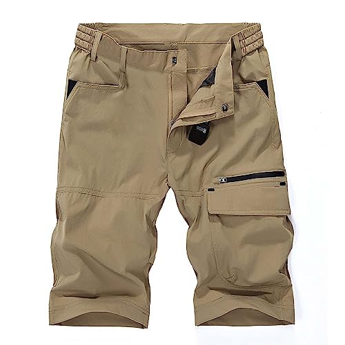 WKAYsIV für Herren Cargohose Herren Herren Herren Shorts/Arbeitskleidung, Herren-Sommershorts, Retro-Sport-Shorts für Herren, Freizeit-Shorts für Herren Damen Hosen Weites Bein(Khaki,XL)