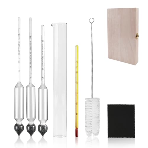 FULHANY Alkoholmeter Tester - 0-100 Vol% - Alkoholmeter - 3 pcs DestilliergeräT - FüR Alle Spirituosen/Destillate, Whisky, Brandy, Wodka, Usw., Zur Genauen Messung Von Hohem Alkoholgehalt