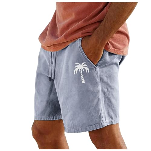 WKAYsIVon aus Baumwolle mit D-Druck, elastische Taille, Kordelzug, Urlaubs-/Strandhose Trauer Shop(Himmelblau M)