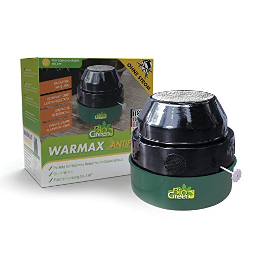 BioGreen Paraffin-Gewächshaus-Heizung WARMAX ANTIFROST | max. 150 Watt | für Gewächshäuser bis 2 m² | max. 10 Tage Brenndauer/Füllung