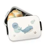 hellomini Mepal Brotdose - Personalisiert - Brotdose Kinder mit Fächern - Snackbox mit Fächern - Lunchbox, Bento Box Geschenk zu Einschulung - Einschulungsgeschenk (Wal, Blau)