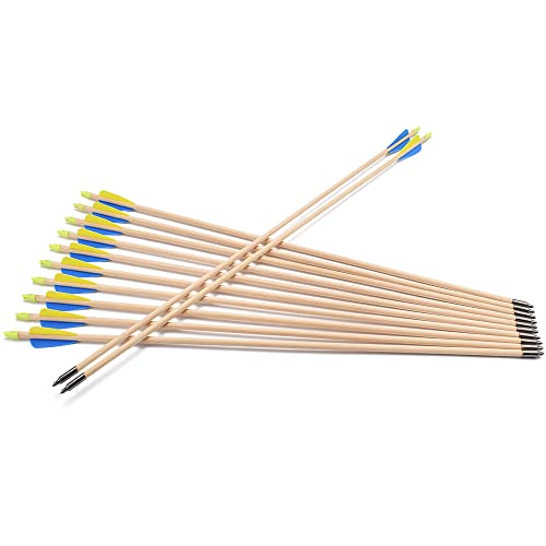 TY Archery 12 Stück Holzpfeile Pfeile Holzpfeil Recurvebogen Sportbogen Bogenschiessen 30 Zoll