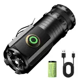 ASORT LED Taschenlampe Mini Extrem Hell，5000 Lumen Aufladbar，5 Lichtmodi kleine Torch mit Magnete und Langer Betriebsdauer，3* Starke Lampenperlen，IPX6 Wasserdicht, für Camping，Wandern，Outdoor，Notfälle