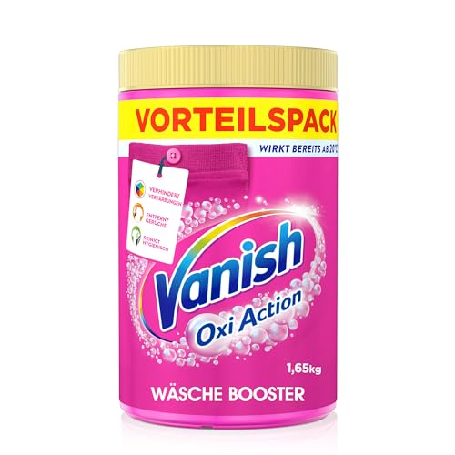 Vanish Oxi Action Pulver Pink – 1 x 1,65 kg – Fleckenentferner und Wäsche-Booster Pulver ohne Chlor – Für bunte Wäsche