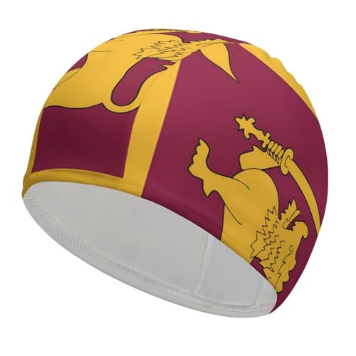 Badekappe mit sri-lankischer Flagge für Damen und Herren, wasserdicht, für Erwachsene, Badekappe für langes und kurzes Haar