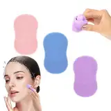 3 Stück Silikon Gesichtswäscher, Manueller Gesichtsreiniger, Gesichtswaschbürste Massagebürste für Peeling, Mitesser und Akne, Tiefenreinigung Hautpflege (Blue+Pink+Purple)