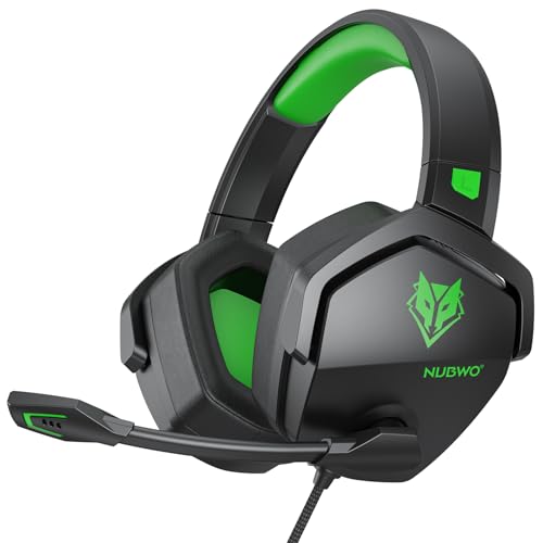 NUBWO N16 Gaming Headset – Mikrofon mit Geräuschunterdrückung, Stereo Sound und Komfortables Design für PS5, PS4, Xbox One, NS, PC, Laptop und Mac - Grün