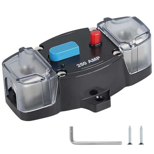 EFUTURETIME Leistungsschalter 250A Sicherungsautomat 12v-48v Sicherung Shalter mit Manueller Reset, Schutzschalter für Auto, Boot Audio/Video System