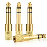 4 Stück Kopfhöre Klinken Adapter 6,5mm Klinke Stecker auf 3,5mm Klinke, 6.5mm (1/4 Zoll) Klinkenstecker auf 3.5mm (1/8 Zoll) Klinken Buchse aux Stereo Audio Adapter für Kopfhörer oder Lautsprecher