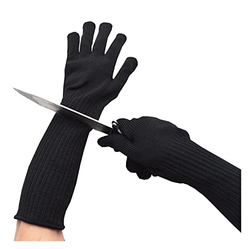 Schnittfeste Handschuhe, 1 Paar lange Anti-Cut-Arbeitshandschuhe Metall-Edelstahl-Drahtschnittfeste Handschuhe Anti-Messer-taktische Metzger-Schutzhandschuhe Mit Super Grip, für Holzbearbeitung, Küche