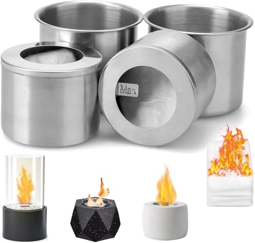 Ethanol Brennkammer Set, 2+2+2 Set Bioethanol Brennertopf, Edelstahl Brennkammer inkl. Sicherheitstank, Ethanol Brenner für Brennkammer, Brennkammer Bioethanol Brennertopf