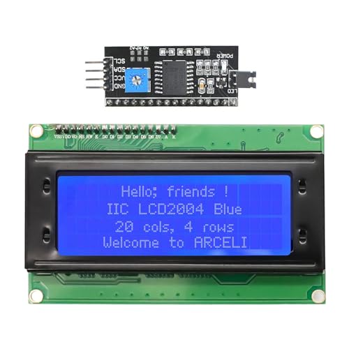 ARCELI 20x4 2004 LCD Display Modul, DC 5V LCD-Bildschirm-Anzeigemodul Zeichen Bildschirm mit TWI IIC I2C LCD Schnittstelle Adapter (Blau/2004)