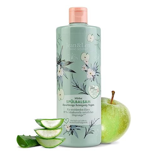 Jean & Len Spülbalsam Aloe Vera - Grüner Apfel, hautschonendes Handspülmittel, milde Reinigung, mit natürlichen Inhaltsstoffen, Spülmittel, ph-hautneutral, ohne Parabene und Silikone, vegan, 500 ml