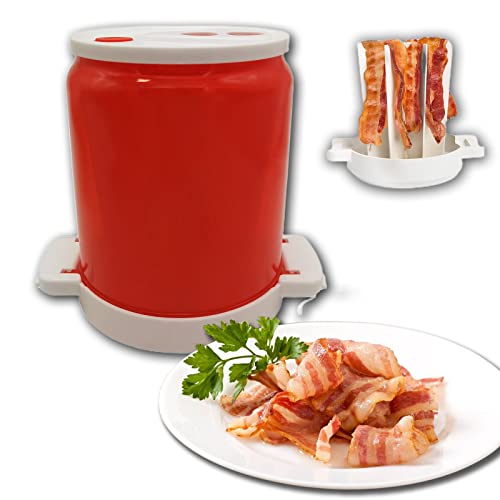 Microwave Bacon Cooker Bacon Rack,Mikrowellen-Speckschale Machen Sie leckeren knusprigen Speck,Reduzieren Sie Fett um bis zu 35 % für ein gesundes Frühstück,Werkzeuge für die Hausmannskost