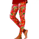 Bedruckte Damen Freizeithosen Hosen Damen Casual Fashion Weihnachten Bedruckte Sportgamaschen Lässige Yoga-Leggings Hosen Damen Sommer Hosen für Outdoor-Freizeitaktivitäten (Red, S)