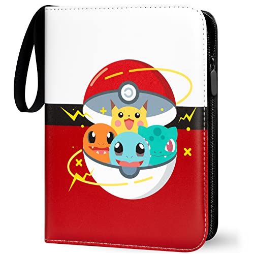 Sammelalbum für Pokemon Karten,400 Karten Sammelkarten Album 4 Taschen 50 Seiten Sammelmappe karten Ordner Heft,Hochwertiges Wasserdicht PU Leder Card Collection Sammelheft(R400)