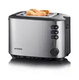 SEVERIN Automatik-Toaster mit 2 Toastschlitzen, Toaster mit Brötchenaufsatz, Edelstahl Toaster zum Toasten, Auftauen und Erwärmen, 850 W, Edelstahl-gebürstet/schwarz, AT 2514