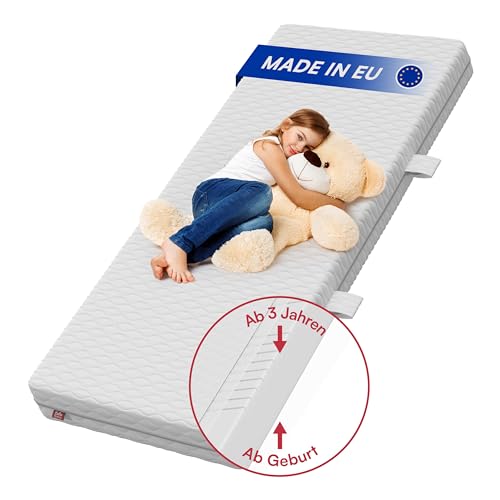 Bellabino Kindermatratze Twist 90x200, Matratze für Babybett, wendbar Härtegrad H1/2, Kaltschaummatratze mit 7 Zonen, Allegikerfreundlich, hautfreundlich, Höhe 15cm