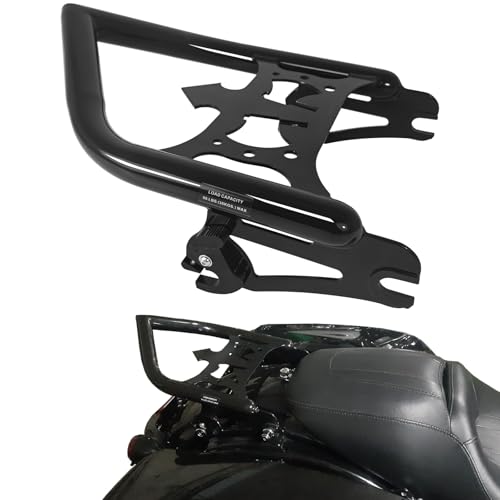 DreDoggMoto Abnehmbarer Gepäckträger mit zwei Aufsätzen, passend für Harley Touring Modelle 2009–2024, Road King Ultra CVO Limited Street Glide Road Glide Electra Glide, Schwarz