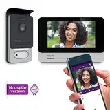 PHILIPS WelcomeEye Connect 2, smarte Video-Türsprechanlage, mit Kamera, 7 Zoll Touch-Monitor, Smartphone App, ohne Abonnement, WLAN, 2-Draht-Anschluss, 2-Familienhaus, erweiterbar, Nachtsicht