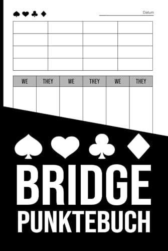 Bridge Punktebuch (Hardcover): 106 Partien im klassischen Layout, zurückhaltendes Design in Dunkelgrau