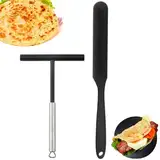 2 Stück Crepes Verteiler, Crepes Wender, Crepes Zubehör, Crepe Verteiler, Edelstahl Crepe Teigverteiler Verteiler, Crepe Maker für Zuhause Küche Backen Kochen Backwerkzeuge