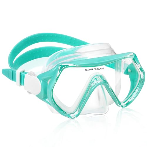 Taucherbrille Kinder, Schwimmbrille 4-12 Jahre, Schnorchelmaske mit Nasenabdeckung, 180° Panorama HD, Anti-Beschlag, Anti-Leck, für Jungen, Mädchen, Jugendliche