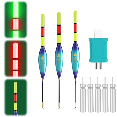 Led Posen Angeln Mit Bissanzeiger, 3 Stück Posen Angeln Mit Farbveränderte Licht, Leuchtposen Led Mit Batterie, Knicklichter Angeln Zubehör Zum Tauchgebiet Angeln Am See, Fluss Oder Teich (4g/5g/6g B)