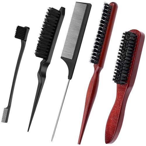 5 Stück Edges Brush Sleek Bun Bürste Für Sleek Zopf Sleek Bun Bürste Set Bart Pinsel Haarbürste mit Dichten Borsten Haarbürsten Für Haar Bart