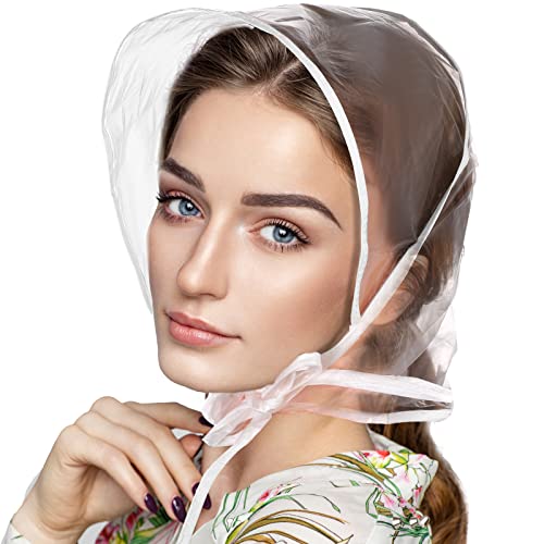 DIVINA VITAE 6 Stück Regenhaube Transparent Kopf Regenhut mit Sonnenschutz Kunststoff Regenhut Damen Wasserdicht Unisex Herren Damen Regenmantel Regenschutz Überkopf Regenmütze