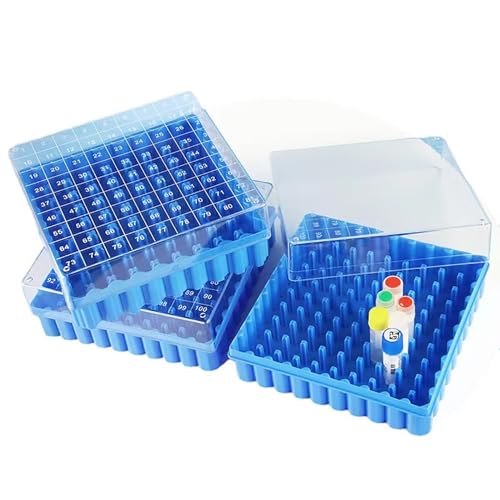 Scienfocus lab Cryogenic Aufbewahrungsbox – PC Cryogenic Boxen, Blau/81-Well, für 0,5, 1,5 und 2,0 ml Kryoröhren (6 Stück)