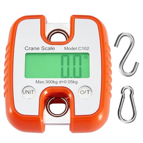 CarBole Digitale Hängewaage 300KG,Hängende Waage 660LBS,Elektronische Kranwaage,Tragbare Mini-LCD-Waage mit Haken,Digitale Kranwaage mit Präzisionssensoren (Ohne Batterie)