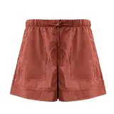 Lässige Hose für Damen, modische Hose, neue Taschen-Shorts, Kordelzug, bequem, elastisch, Damenhose, legere Taille, Größe plus lockere Hose, für Business, Orange, Medium