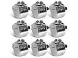 Abiyou 9 Pcs Handzähler Zähler,Metall Zähler Klicker Counter,Hand Tally Counter,Mechanischer Zähler,Hand klick Zähler,Klicker Counter,für Coaching,Golf,Schule,Stadion,Stricken,Angeln(Silber)