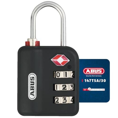 ABUS TSA-Schloss 147TSA/30 - Kofferschloss mit 3-stelligem Zahlencode - für Koffer, Taschen, Rucksäcke