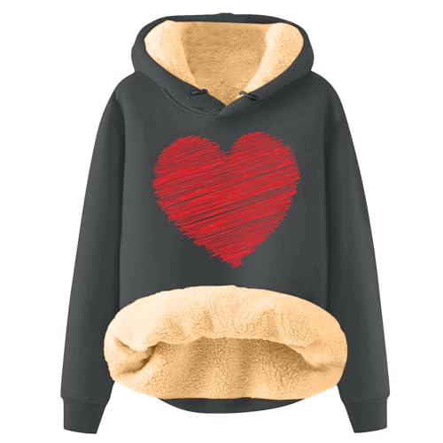 V-Ausschnitt Langarm Damen Hoodie Training Day Teenager Mädchen Hoodie Sweatshirt Damen Sweatshirt-Set Mit Kapuze Longtops Damen Lang Pullover Für Damen Sweatjacke Damen(Dark Gray-3,M)
