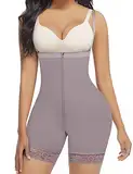 FeelinGirl Miederhose Stark Formend Hohe Taille Shaping Hose Bauchweg für Damen Große Größe mit Abnehmbare und Einstellbare Träger Hourglass Bodyshape Offener Schritt Braun 6XL