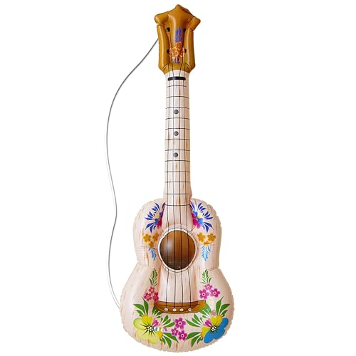 W WIDMANN MILANO Party Fashion 0512H - Aufblasbare Flower-Power Gitarre, Länge circa 105 cm, Instrument, Luftgitarre, Mottoparty, Karneval