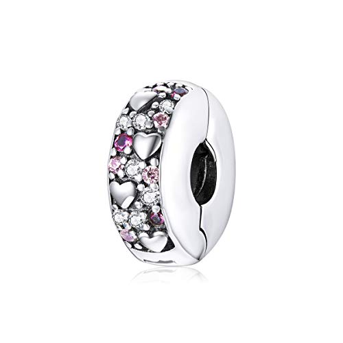 Stopper für Pandora Armbänder-925 Sterlingsilber Clip Herz Spacer Stopper Bead Charm mit Schmuckkästchen