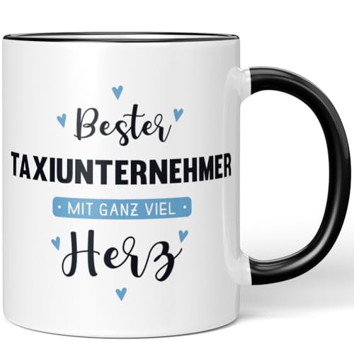 JUNIWORDS Tasse, Bester Taxiunternehmer, mit ganz viel Herz, Schwarz (6065665)