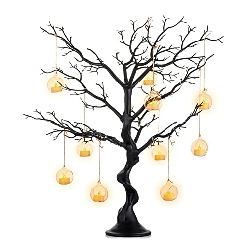 Sziqiqi Künstlicher Deko Baum Wunschbaum Weihnachtsbaum für Tische Hochzeit Party, Perfekt für Ostern Erntedankfest Home Festival Party Weihnachten Hochzeit Empfangstisch Deko, Schwarz