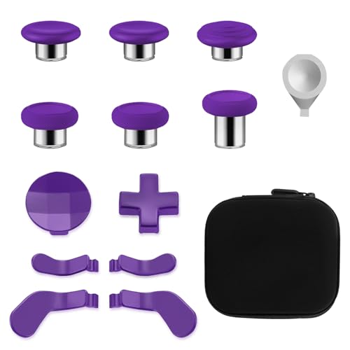 13 in 1 Metal Thumbsticks for Xbox Elite Controller Series 2 Zubeh?r, Ersatz Magnetische Tasten Kit enth?lt 6 Metallbeschichtung Joysticks, 4 Paddles, 2 D-Pads, 2 Justierwerkzeug (lila)