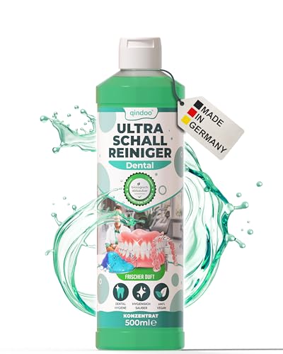 Qindoo Dental Ultraschallreiniger Gebiss Prothesenreiniger für Dental Zahnprothesen, Zahnersatzreinigung, Zahnschiene im Ultraschallgerät (500 ml)