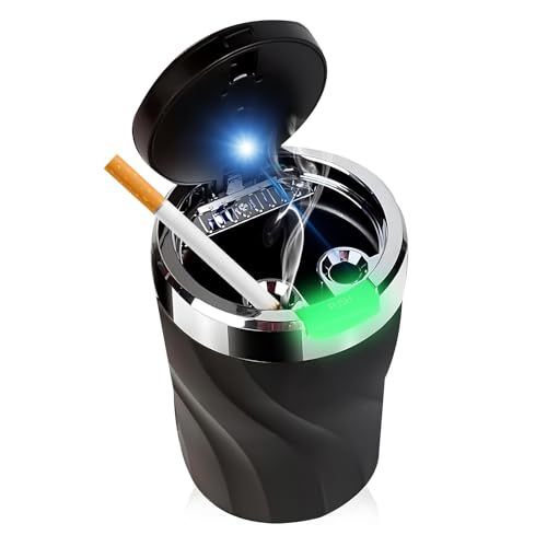 LED Aschenbecher Auto Mit Deckel Und Licht Tragbarer Abnehmbarer Aschenbecher Edelstahl Aschenbecher Geruchsdicht Autoaschenbecher Selbstverlöschender Für Autos, Häuser, Büros, Camping Im Freien