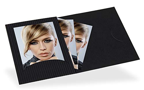 Marthiesens® 100 Stück Passbildmappen für Fotos 4,5 x 6 cm mit Einsteckschlitz und Fototasche (ohne Passepartout) schwarz