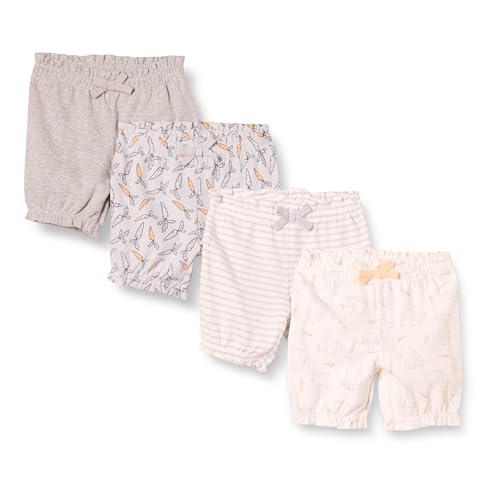 Amazon Essentials Baby Mädchen Pumpshorts, 4er-Pack, Dunkelgrau Carrots/Elfenbein Kaninchen/Grau/Hellgrau Streifen, 24 Monate