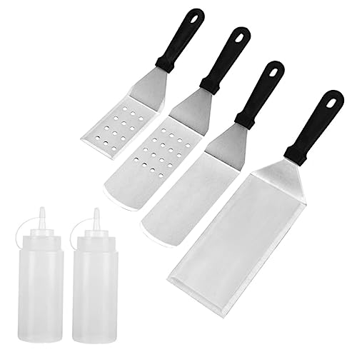 Alipis 6st Grillwerkzeug Backspatel Backschaufel Küchengerät Gadget Mit Ölflasche Bratpfanne Grillöl Hochleistungs-grillspatel Grillwender Pfannkuchenschaufel Weiß Rostfreier Stahl